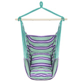 Haoyye Distinctive Cotton Canvas Hanging Rope Chair with Soft Pillows Comfortable Hammock Style Swing Seat for Indoor Outdoor Use Ideal for Porch Patio Balcony Garden Lounge and Relaxation Furniture
